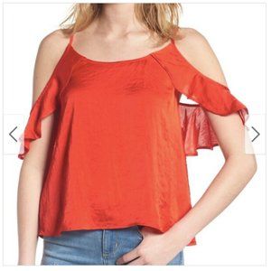 Silky Red Strappy Off-Shoulder Blouse